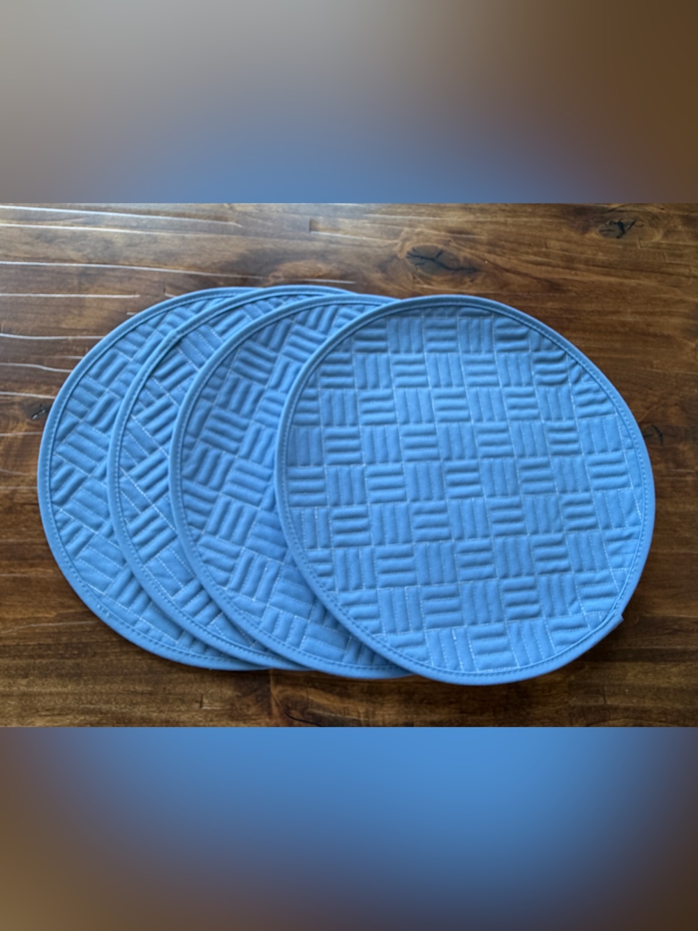 Sweet Pea Sky Blue Quilted Round Placemats
